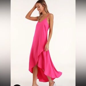 Lulus high low pink maxi dress